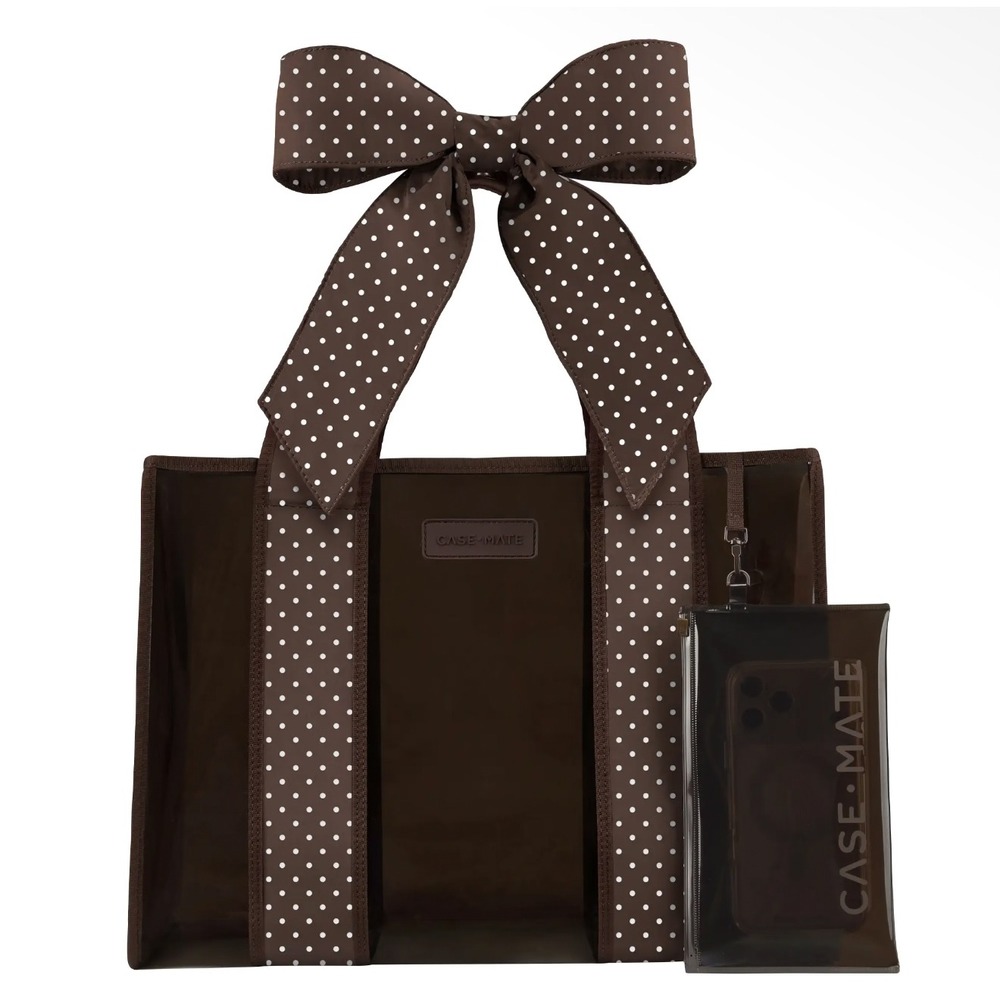 Case-Mate Espresso Polka Dot Bow Jell Tote Bag